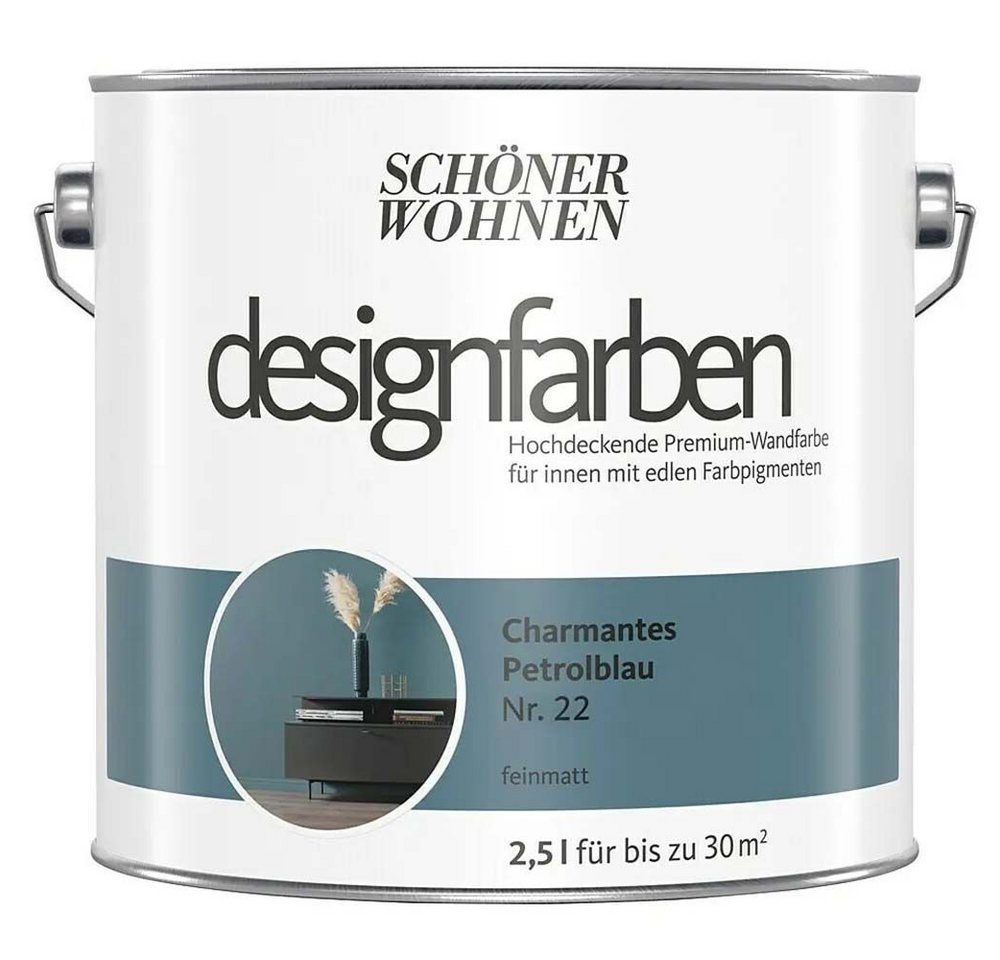 SCHÖNER WOHNEN FARBE Wandfarbe Schöner Wohnen Designfarben 2,5 Ltr. Charmantes Petrolblau Nr. 22 von SCHÖNER WOHNEN FARBE