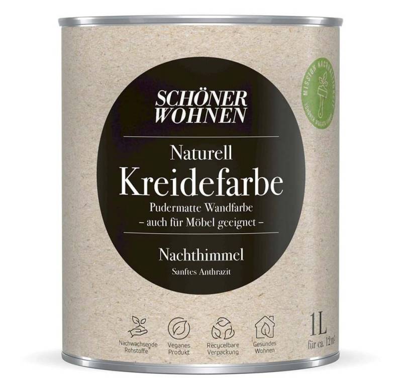 SCHÖNER WOHNEN FARBE Wandfarbe Schöner Wohnen Naturell Kreidefarbe 1,0 Ltr. Nachthimmel von SCHÖNER WOHNEN FARBE