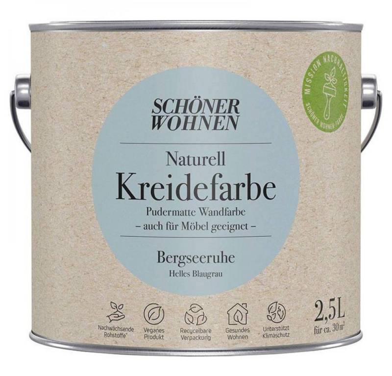 SCHÖNER WOHNEN FARBE Wandfarbe Schöner Wohnen Naturell Kreidefarbe 2,5 Ltr. Bergseeruhe helles Blaug von SCHÖNER WOHNEN FARBE