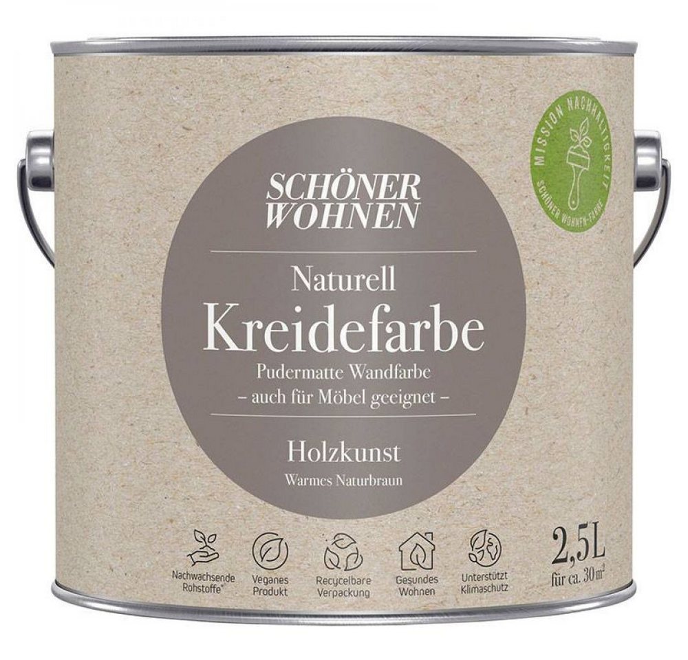 SCHÖNER WOHNEN FARBE Wandfarbe Schöner Wohnen Naturell Kreidefarbe 2,5 Ltr. Holzkunst warmes Naturbr von SCHÖNER WOHNEN FARBE