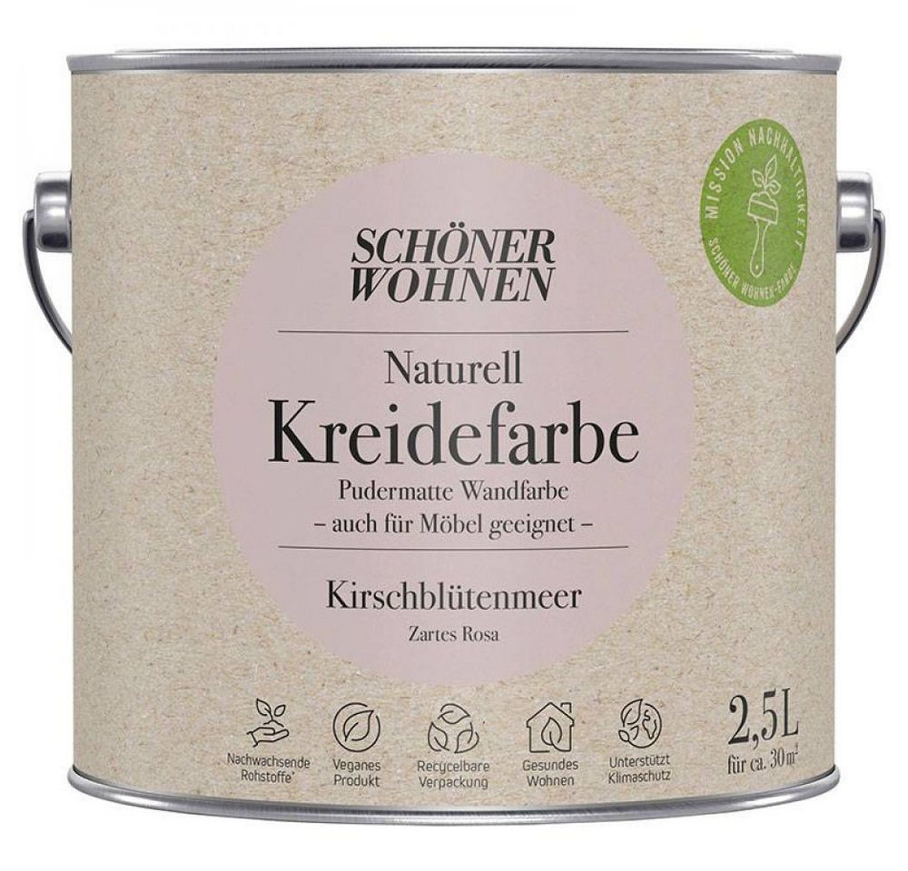 SCHÖNER WOHNEN FARBE Wandfarbe Schöner Wohnen Naturell Kreidefarbe 2,5 Ltr. Kirschblütenmeer zartes von SCHÖNER WOHNEN FARBE