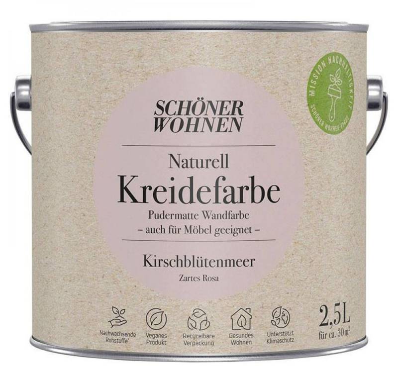 SCHÖNER WOHNEN FARBE Wandfarbe Schöner Wohnen Naturell Kreidefarbe 2,5 Ltr. Kirschblütenmeer zartes von SCHÖNER WOHNEN FARBE