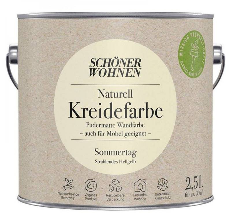 SCHÖNER WOHNEN FARBE Wandfarbe Schöner Wohnen Naturell Kreidefarbe 2,5 Ltr. Sommertag strahlendes He von SCHÖNER WOHNEN FARBE