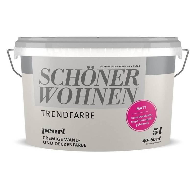 SCHÖNER WOHNEN FARBE Wandfarbe Schöner Wohnen Trend Wandfarbe matt 5,0 Ltr. Pearl von SCHÖNER WOHNEN FARBE