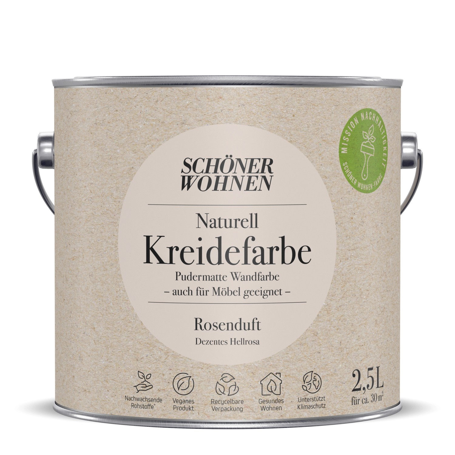 Schöner Wohnen Naturell Kreidefarbe Rosenduft 2,5 l von SCHÖNER WOHNEN-Farbe