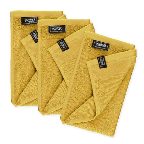 Schöner Wohnen Kollektion NEU: Premium Gästehandtuch 3er Set gelb - 30 x 50 cm - 100% Baumwolle mit Velourborte, sehr pflegeleicht von Schöner Wohnen Kollektion