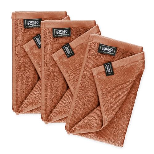 Schöner Wohnen Kollektion NEU: Premium Gästehandtuch 3er Set rost- 30 x 50 cm - 100% Baumwolle mit Velourborte, sehr pflegeleicht von Schöner Wohnen Kollektion