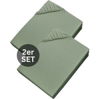 SCHÖNER WOHNEN Spannbettlaken BASIC - 2er Set 150x200 cm, Salbei von SCHÖNER WOHNEN-KOLLEKTION