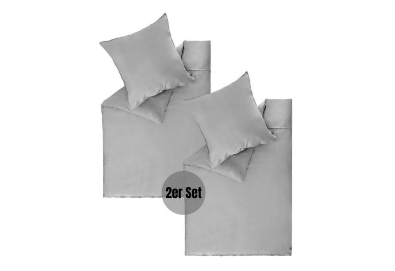 SCHÖNER WOHNEN-Kollektion Bettwäsche PLAIN Satin Bettwäsche, Baumwolle, 2 teilig, 135 x 200 cm - 2er Set in Grau von SCHÖNER WOHNEN-Kollektion