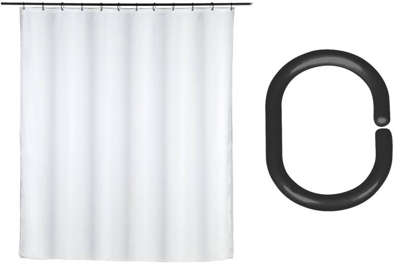 SCHÖNER WOHNEN-Kollektion Duschvorhang »Saoba« Breite 180 cm (Set, 17-tlg), 2 in 1, äußerer Vorhang aus recyceltem Polyester, 16 Duschvorhangringe von SCHÖNER WOHNEN-Kollektion