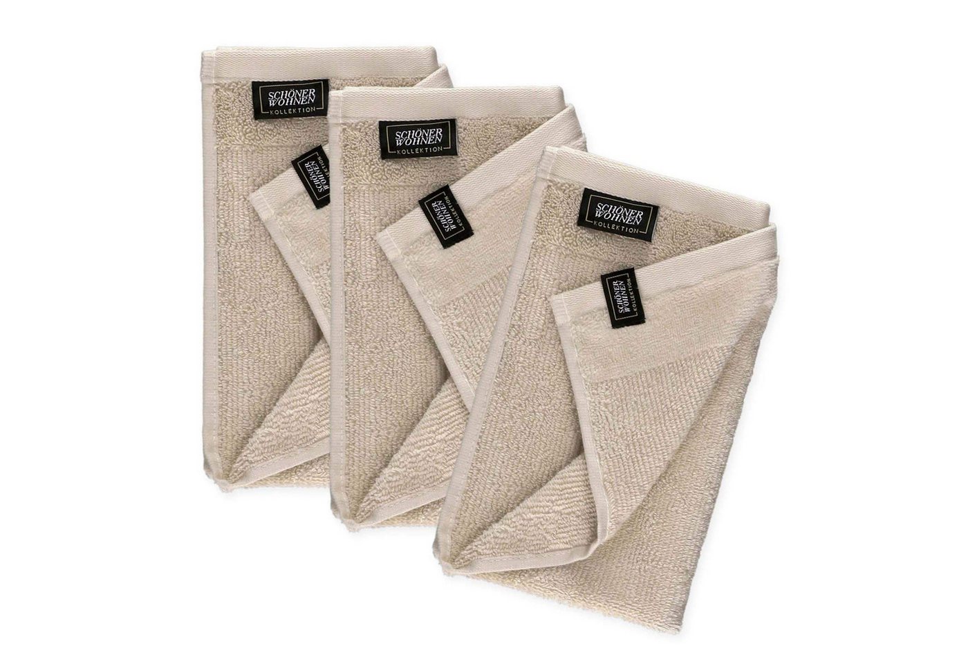 SCHÖNER WOHNEN-Kollektion Gästehandtücher SENSE Gästehandtuch, Baumwolle (Spar-Set, 3-St), 30 x 50 cm in Beige von SCHÖNER WOHNEN-Kollektion