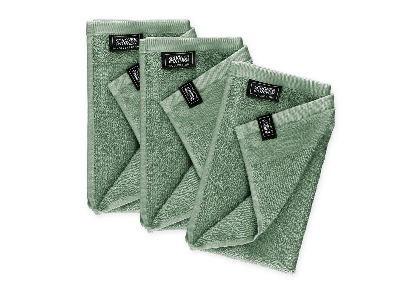 SCHÖNER WOHNEN-Kollektion Gästehandtücher SENSE Gästehandtuch, Baumwolle (Spar-Set, 3-St), 30 x 50 cm in Grün von SCHÖNER WOHNEN-Kollektion