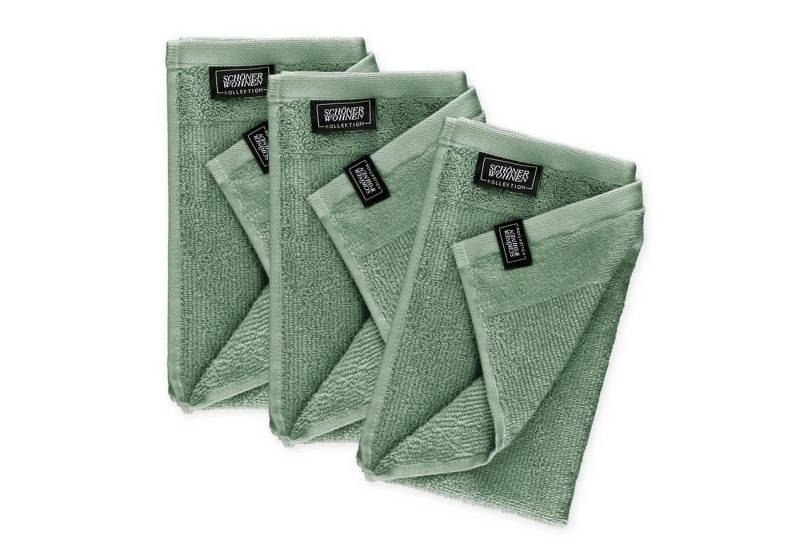 SCHÖNER WOHNEN-Kollektion Gästehandtücher SENSE Gästehandtuch, Baumwolle (Spar-Set, 3-St), 30 x 50 cm in Grün von SCHÖNER WOHNEN-Kollektion