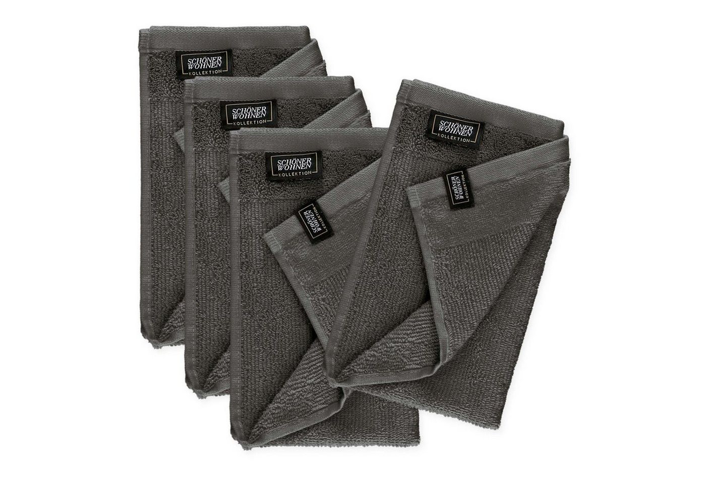 SCHÖNER WOHNEN-Kollektion Gästehandtücher SENSE Waschhandschuh, Baumwolle (Spar-Set, 4-St), 30 x 50 cm in Anthrazit von SCHÖNER WOHNEN-Kollektion