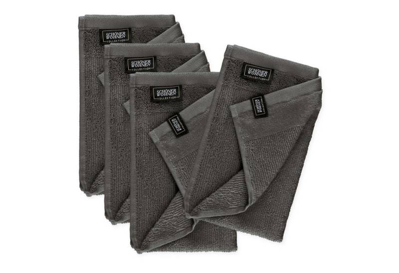 SCHÖNER WOHNEN-Kollektion Gästehandtücher SENSE Waschhandschuh, Baumwolle (Spar-Set, 4-St), 30 x 50 cm in Anthrazit von SCHÖNER WOHNEN-Kollektion