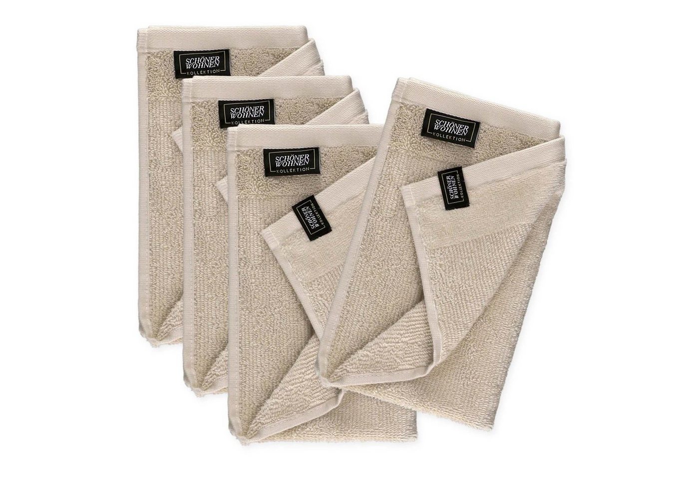 SCHÖNER WOHNEN-Kollektion Gästehandtücher SENSE Waschhandschuh, Baumwolle (Spar-Set, 4-St), 30 x 50 cm in Beige von SCHÖNER WOHNEN-Kollektion