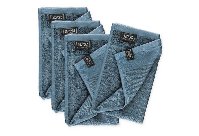 SCHÖNER WOHNEN-Kollektion Gästehandtücher SENSE Waschhandschuh, Baumwolle (Spar-Set, 4-St), 30 x 50 cm in Blau von SCHÖNER WOHNEN-Kollektion