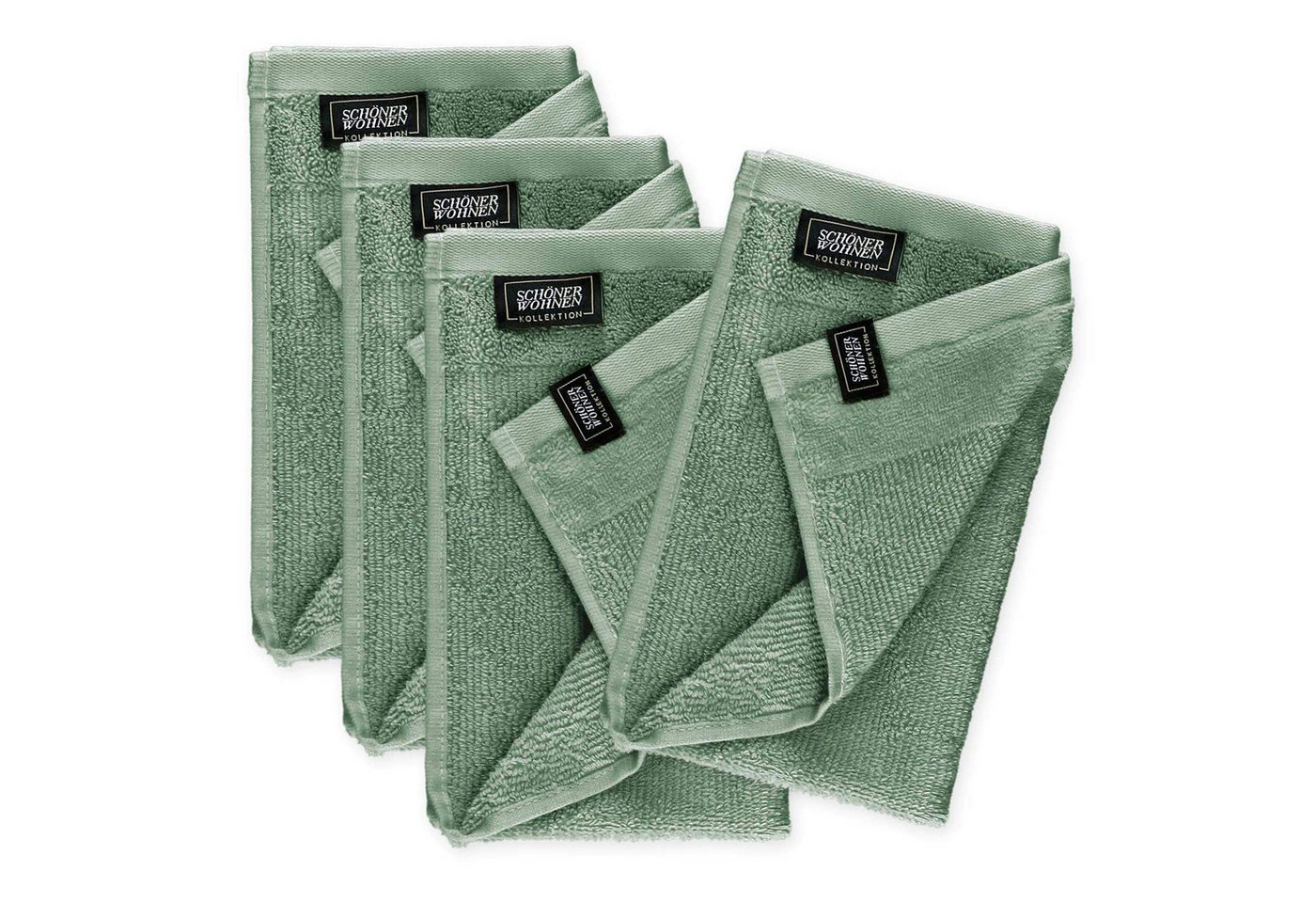 SCHÖNER WOHNEN-Kollektion Gästehandtücher SENSE Waschhandschuh, Baumwolle (Spar-Set, 4-St), 30 x 50 cm in Grün von SCHÖNER WOHNEN-Kollektion