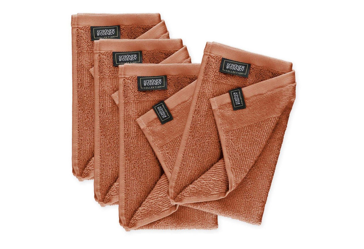 SCHÖNER WOHNEN-Kollektion Gästehandtücher SENSE Waschhandschuh, Baumwolle (Spar-Set, 4-St), 30 x 50 cm in Rost von SCHÖNER WOHNEN-Kollektion