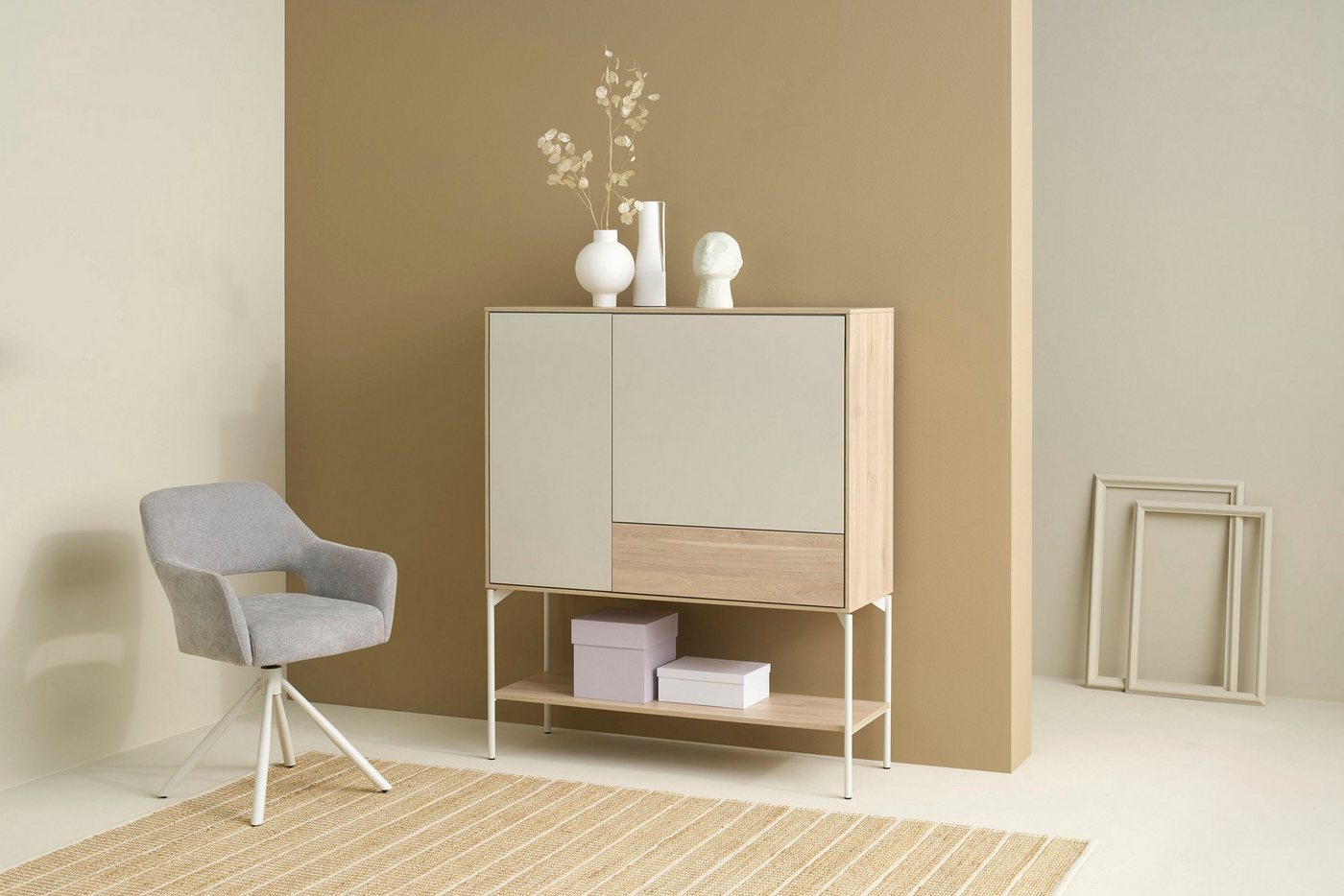 SCHÖNER WOHNEN-Kollektion Highboard LABOE (1 St), ideal auch als Home Office Sekretär oder Bar, push to open von SCHÖNER WOHNEN-Kollektion