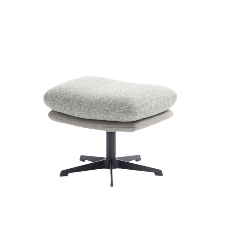 SCHÖNER WOHNEN-Kollektion Hocker KIKO in Stoff Sneak steel/Leder Evita light grey von SCHÖNER WOHNEN-Kollektion