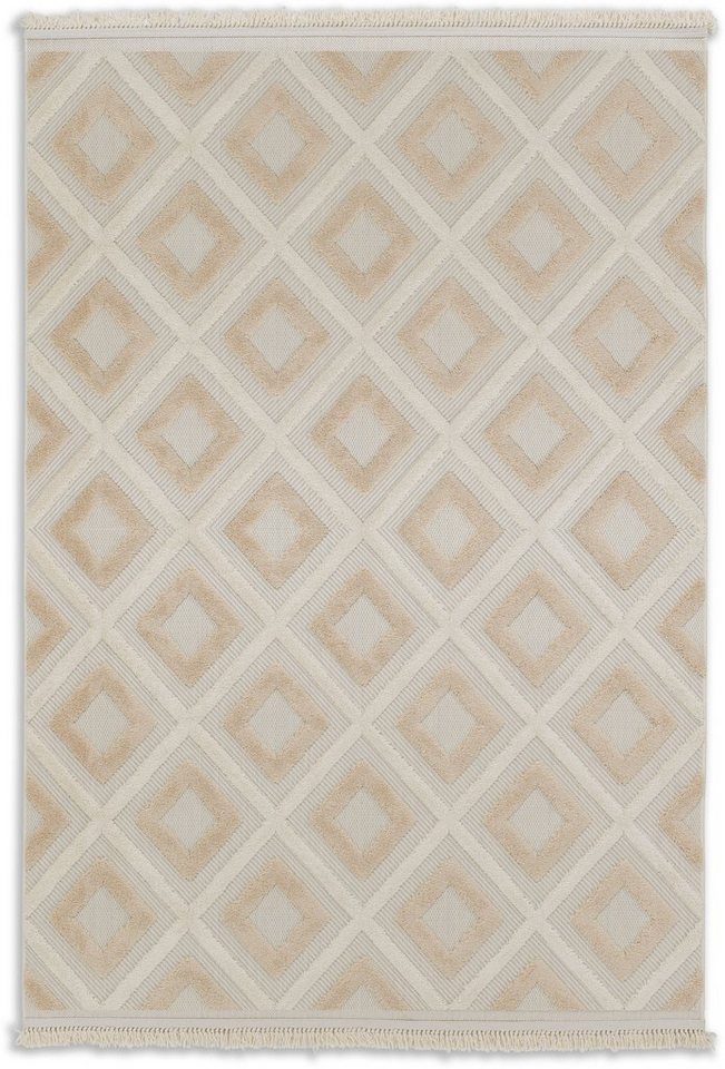 SCHÖNER WOHNEN-Kollektion Teppich Summer 6352, rechteckig, Höhe: 6 mm, In- und Outdoor geeignet, Hoch Tief Struktur, Robuster Teppich von SCHÖNER WOHNEN-Kollektion