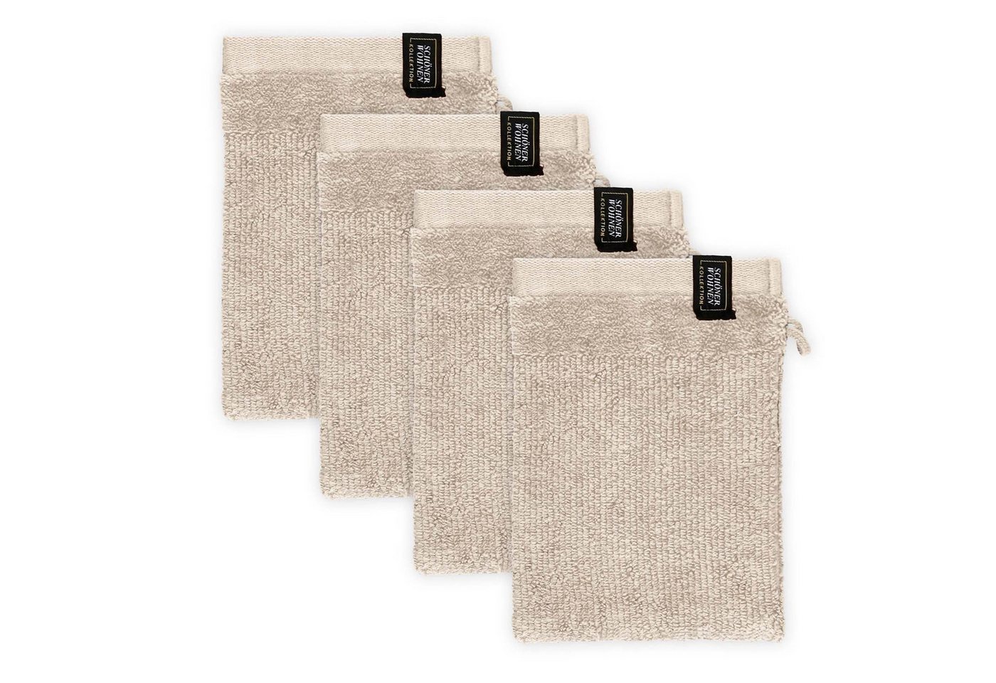 SCHÖNER WOHNEN-Kollektion Waschhandschuh SENSE Waschhandschuh im 4er Set, Baumwolle (4-St), 16 x 21 cm in Beige von SCHÖNER WOHNEN-Kollektion