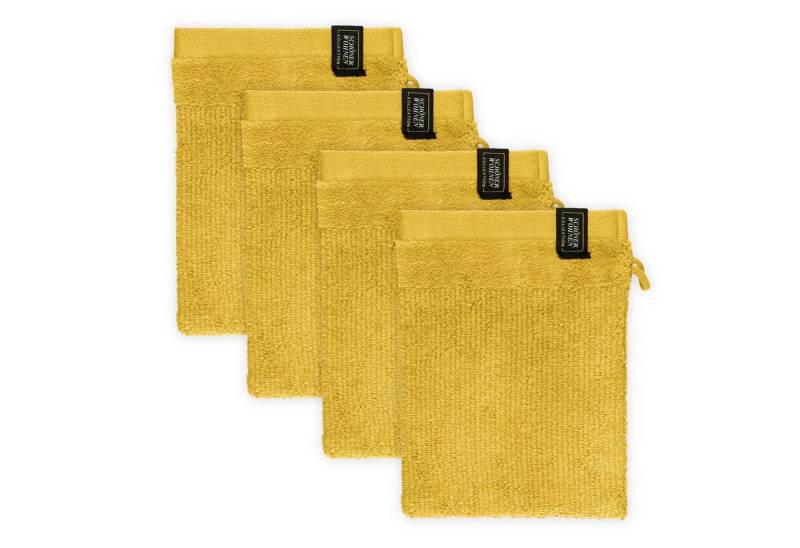 SCHÖNER WOHNEN-Kollektion Waschhandschuh SENSE Waschhandschuh, Baumwolle (Spar-Set, 4-St), 16 x 21 cm in Gelb von SCHÖNER WOHNEN-Kollektion