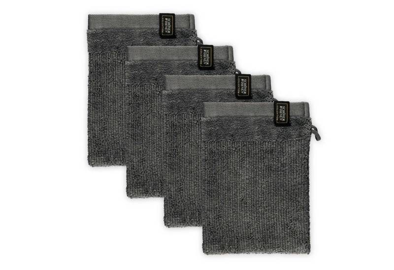 SCHÖNER WOHNEN-Kollektion Waschhandschuh SENSE Waschhandschuh, Baumwolle (Spar-Set, 4-St), 16 x 21 cm in Anthrazit von SCHÖNER WOHNEN-Kollektion