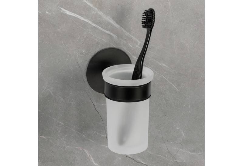 SCHÖNER WOHNEN-Kollektion Zahnputzbecherhalter »Uno Meleto«, aus Edelstahl, satinierter Glaseinsatz, zum Kleben oder Bohren von SCHÖNER WOHNEN-Kollektion