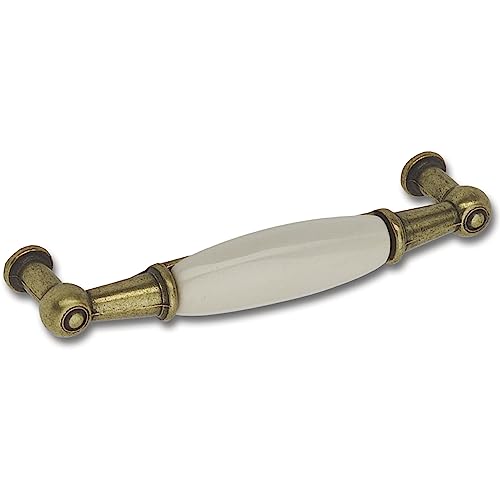 SCHÖRGHOFER & FREHE Griff Landhausstil Ontario - Porzellangriff für Möbel - Möbelgriff LA96mm, Breite 107mm Porzellan/Zinkdruckguss altvermessingt SCHÖRGHOFER & FREHE Griff Landhausstil Ontario - Porzellangriff für Möbel - Möbelgriff LA96mm, Breite 107mm Porzellan/Zinkdruckguss altvermessingt von SCHÖRGHOFER & FREHE