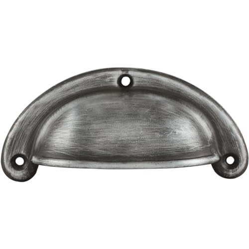 SCHÖRGHOFER & FREHE Muschelgriff Shell Breite 95mm - Griffmuschel zum Schrauben - anitker Griff - Eisen schwarz verzinkt abgerieben von SCHÖRGHOFER & FREHE