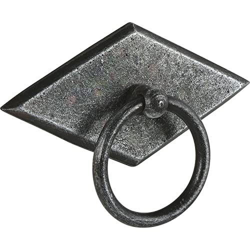 Schorgöhfer & Frehe Möbelgriff Landhausstil - Klappgriff Karo - Schubladengriff Schild mit Ringgriff 68x35mm, Eisen schwarz verzinkt abgerieben von SCHÖRGHOFER & FREHE