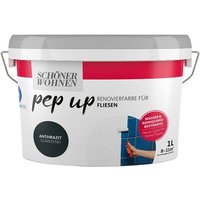 Schoner Wohnen - Schöner Wohnen Pep Up Renovierfarbe für Fliesen anthrazit glänzend 1,0 Ltr. von SCHONER WOHNEN