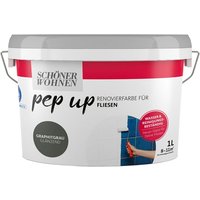 Schöner Wohnen Pep Up Renovierfarbe für Fliesen graphitgrau glänzend 1,0 Ltr. von SCHONER WOHNEN