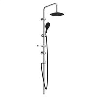 SCHÜTTE Überkopfbrause-Set, Ø Kopfbrause 19 cm, chromfarben/schwarz, eckig - silberfarben von SCHÜTTE