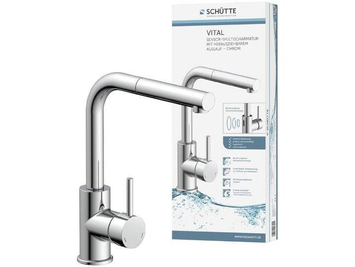 Schütte Spültischarmatur VITAL (1-St) Infrarottechnologie/Cold-Start-Fkt./360° schwenkbar /Eco-Click-Fkt., silberfarben, Chrom von SCHÜTTE