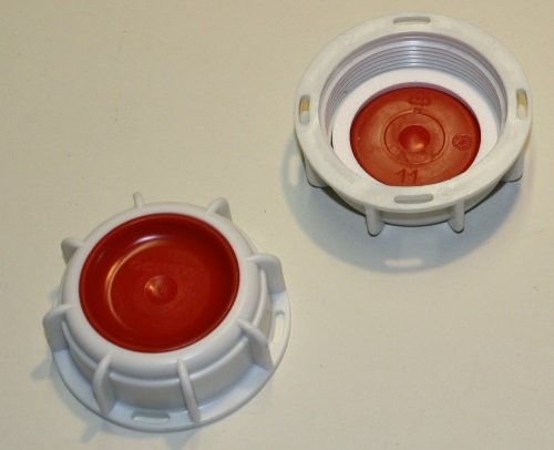 Offene Hahn-Kappe DN50 weiss mit rotem Inlay u. 2" NPS Fein-Gewinde - für SCHÜTZ von SCHÜTZ
