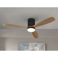 Schuller Siroco Ultraleiser Deckenventilator mit 6 Geschwindigkeiten, mattschwarz, Flügel aus Walnussholz mit LED-Licht, Fernbedienung, Timer und von SCHULLER LIGHTING