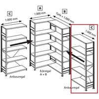 Schulte Lagertechnik - Anbauregal Typ c zu Eckregal 2000 x 1000 x 500mm Traglast: 150kg/Boden Schulte Lagertechnik - Anbauregal Typ c zu Eckregal 2000 x 1000 x 500mm Traglast: 150kg/Boden von SCHULTE LAGERTECHNIK