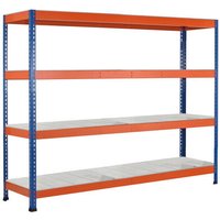 Schulte Weitspannregal mit Spanplatten Z1 HxBxT 198x214,6x47cm 4 Ebenen Fachlast 577kg Blau/Orange/Verzinkt - Blau von SCHULTE LAGERTECHNIK