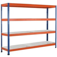 Schulte Weitspannregal mit Spanplatten Z1 HxBxT 244x245x77,3cm 4 Ebenen Fachlast 500kg Blau/Orange/Verzinkt - Blau von SCHULTE LAGERTECHNIK