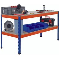 Schulte Werkbank mit Lagerebene HxBxT 99x245x123cm Fachlast Arbeitsebene 320kg Blau/Orange - Blau/Reinorange von SCHULTE LAGERTECHNIK