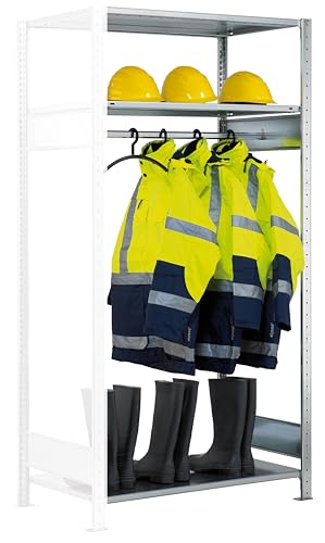 SCHULTE Lagertechnik Anbauregal, Garderobenregal MULTIplus150 2000 x 1000 x 600 mm (HxBxT), verzinkt, 3 Fachböden, 1 Stück Kleiderstange von SCHULTE Lagertechnik
