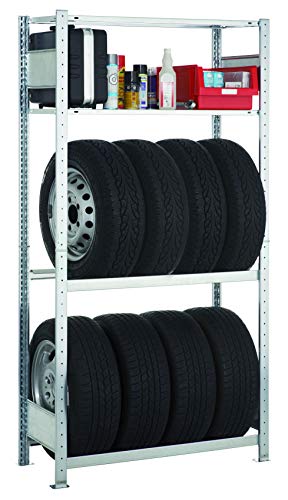 SCHULTE Lagertechnik Garagen-Grundregal 200x100x40cm, 2 Reifenebenen und 2 Fachböden von SCHULTE Lagertechnik