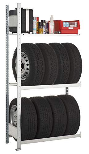 SCHULTE Lagertechnik Garagen-Set Anbauregal 180x100x40 cm, Stecksystem mit 2 Reifenregale und 1 Fachboden von SCHULTE Lagertechnik
