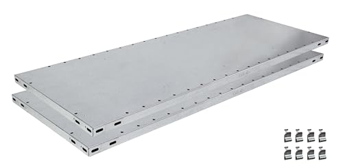 SCHULTE Lagertechnik Zusatz-Fachboden MULTIplus150 1000 x 500 mm (BxT), verzinkt, inkl. 4 Fachbodenträgern - 2-er Pack von SCHULTE Lagertechnik