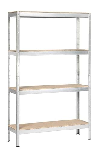 SCHULTE Regalwelt Schwerlastregal mit 4 Holzböden, Traglast pro Ebene 200 kg, 180x90x35 cm (HxBxT), verzinkt, Lagerregal, Kellerregal, Werkstattregal, Steckregal von SCHULTE Regalwelt