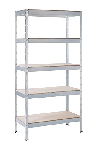 SCHULTE Regalwelt Schwerlastregal mit 5 Holzböden, Traglast pro Ebene 200 kg, 180x90x45 cm (HxBxT), verzinkt, Lagerregal, Kellerregal, Werkstattregal, Steckregal von SCHULTE Regalwelt