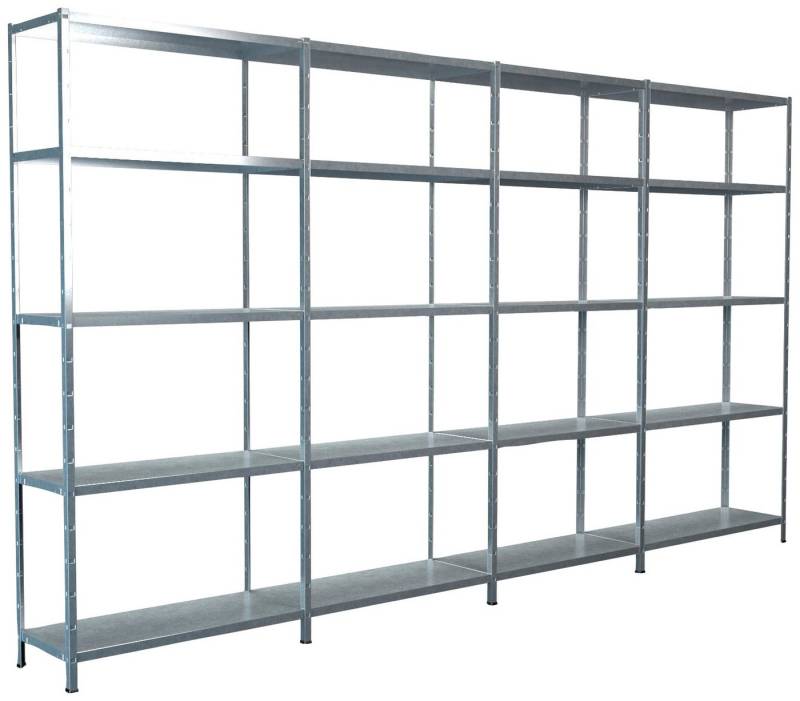 SCHULTE Regalwelt Steckregal Stecksystem Grund- und 3x Anbauregale, Metall verzinkt, 2000x3800x350 mm, 20 Böden von SCHULTE Regalwelt